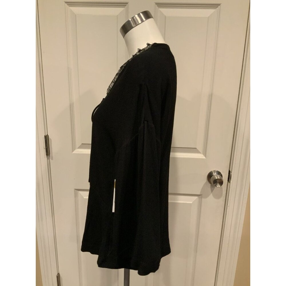 IRO Black Blouse W/ Lace-Up Neckline W/ Wide Long Sleeves, Size 4 (US) 36 (FR) - Picture 5 of 9